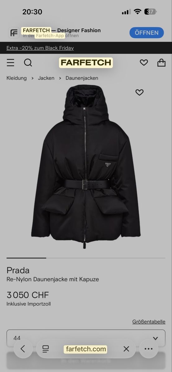 Prada Giacche: Prada Daunenjacke, Schwarz, mit Gürtel – Nuovo (secondo la descrizione) da Frick venduto da Soleil4658