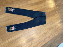 Jeans Gucci Skinny mit Blumenstickerei Grösse 24 neuwertig 