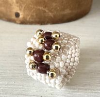 🟢 NEUF Bague perles tissage main / Handmade Ring / 58