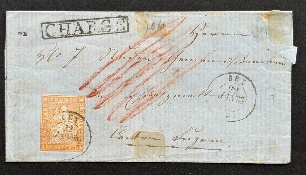 Tous les timbres: FALTBRIEF STRUBEL CHARGE 1863 – D'occasion à Ostermundigen par wini63