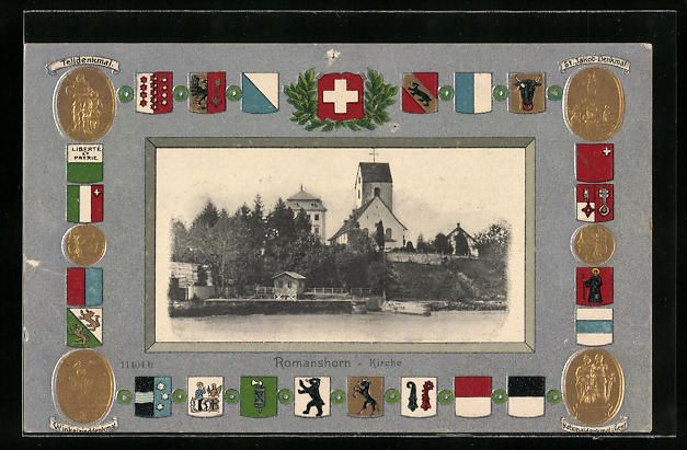 Cartoline postali: Präge-AK Romanshorn, Kirche, Schweizer  – Usato da Berlin venduto da bartko-reher