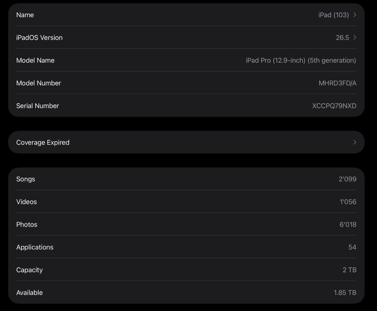 Apple Tablet PC: iPad Pro, 12.9-inch, 5th Gen., 2TB, Space Gray – Nuovo (secondo la descrizione) da St. Gallen venduto da Asmolon 9