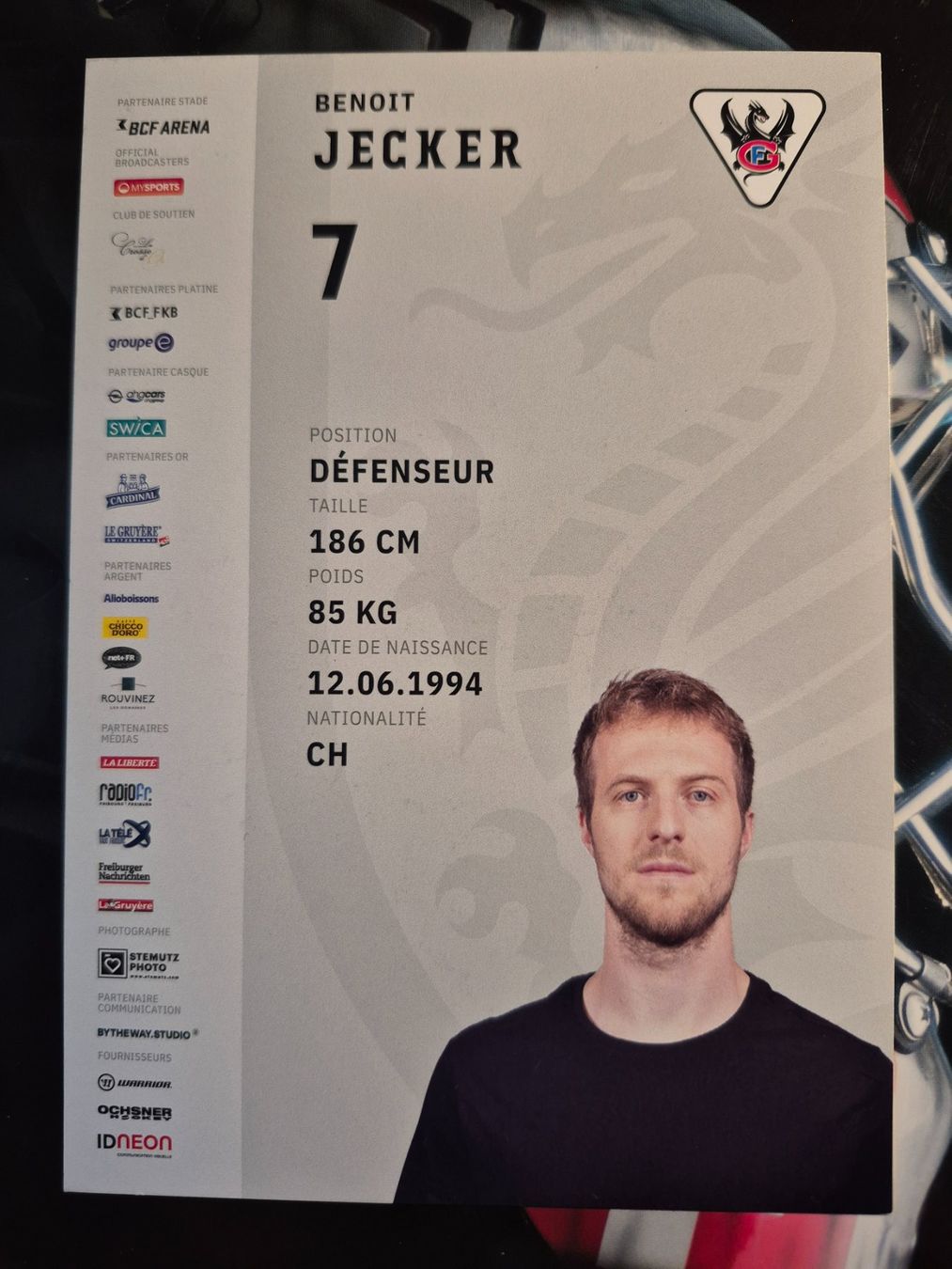 Autografi: Benoit Jecker HC Fribourg Gotteron – Usato da Treiten venduto da Sauber73 1