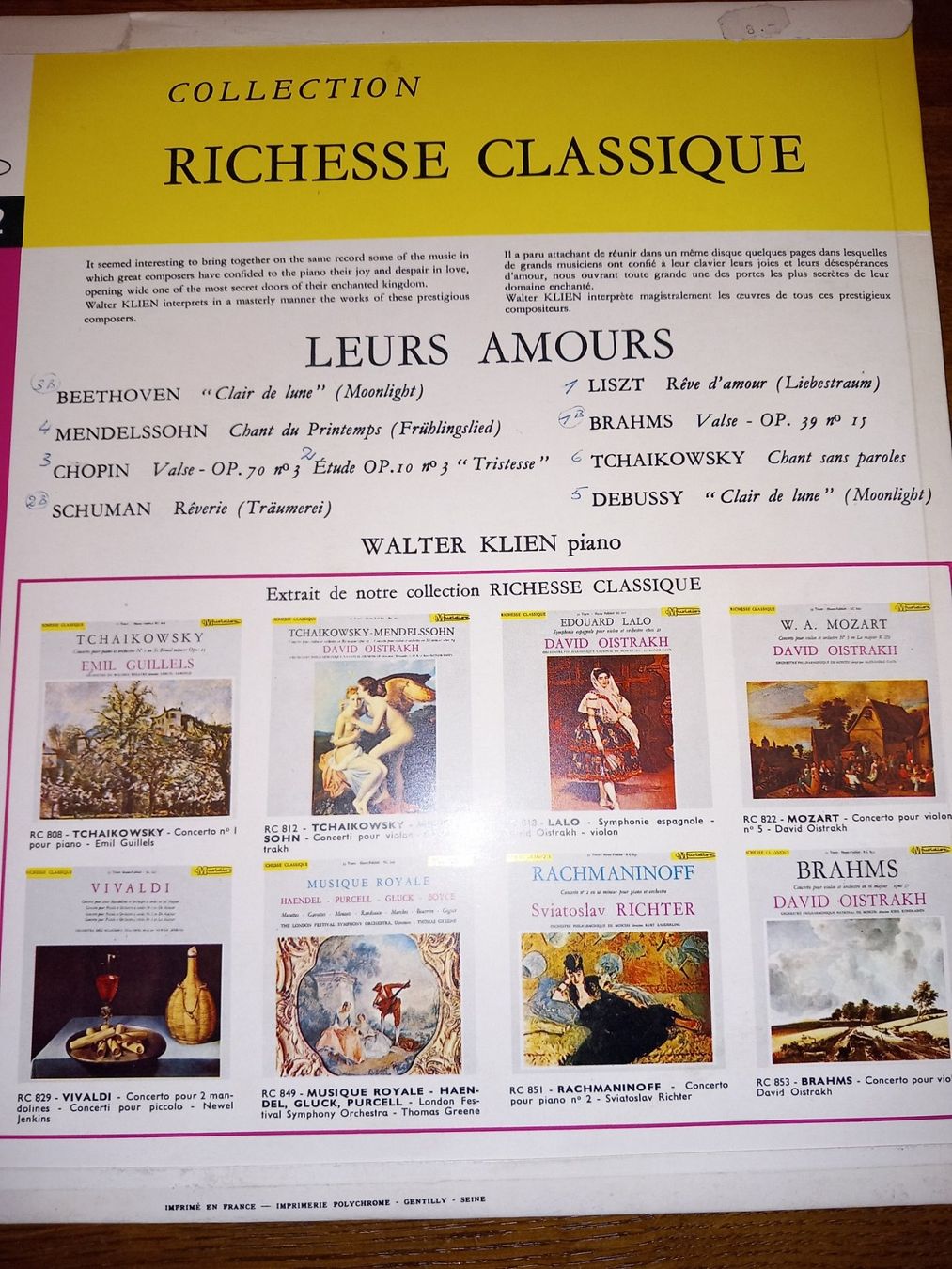 Vinyles: Leurs amours Walter klien piano – D'occasion à Le locle par juliensaran 2