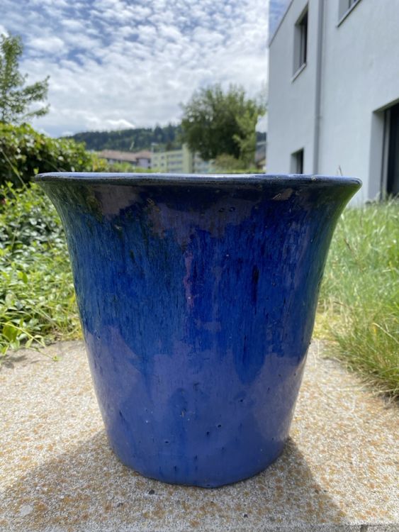 Blumentopf blau Steingut Kaufen auf Ricardo