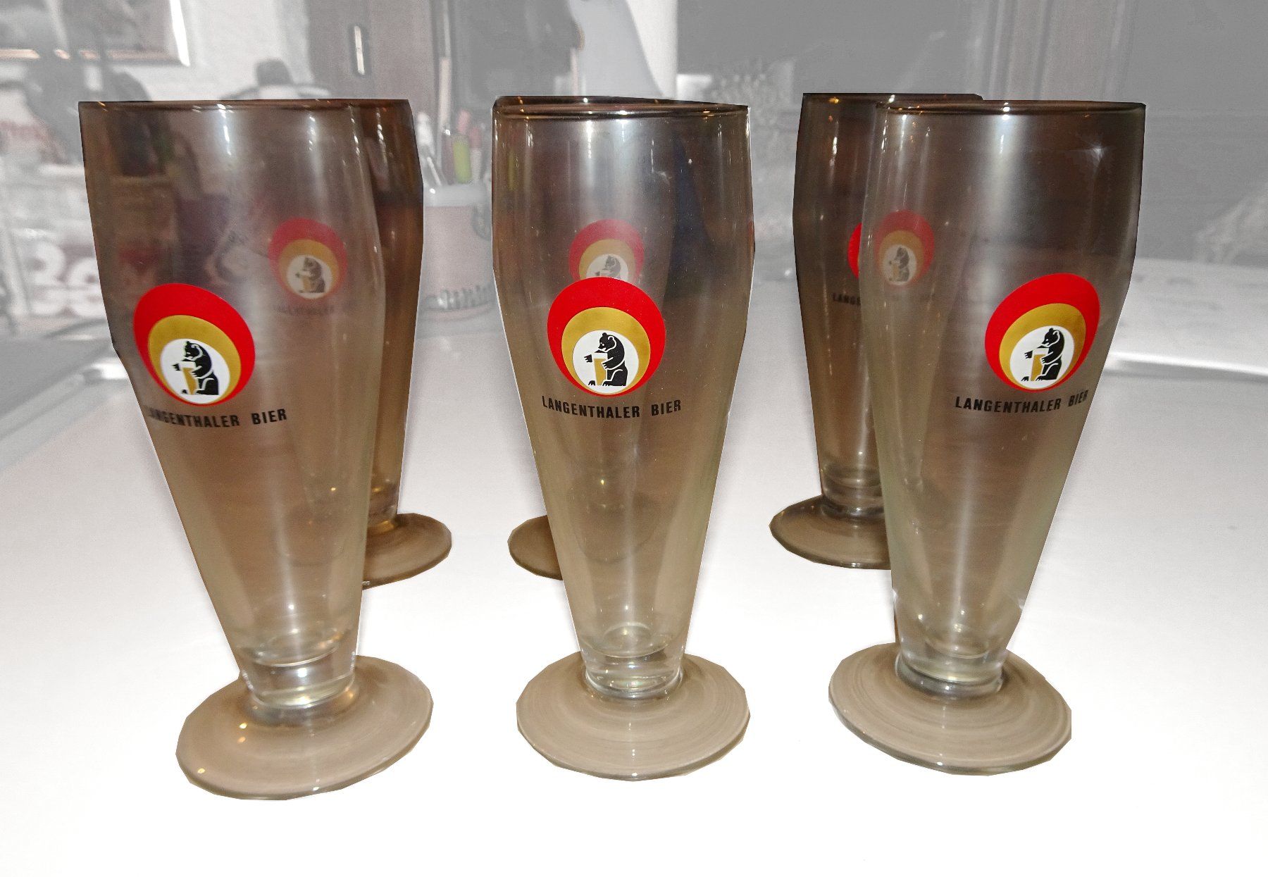 Gläser: 6 Stk. Bierkelche, Langenthaler Bier – Gebraucht aus Lausanne von jag_sj6f