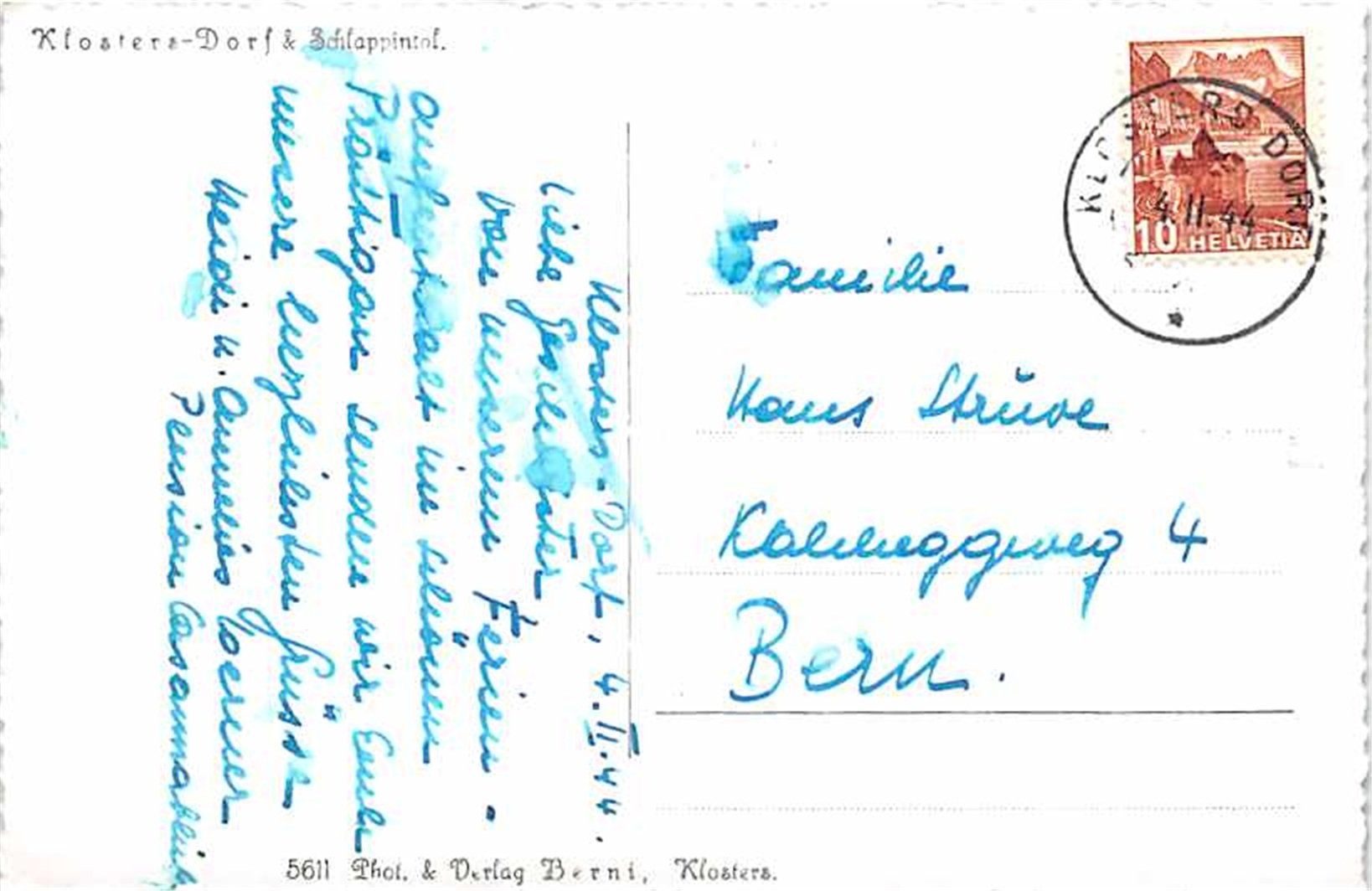 Ansichtskarten: Klosters Dorf, Schlappintal – Gebraucht aus Ottikon b.Kemptth. von Neptun1974 1