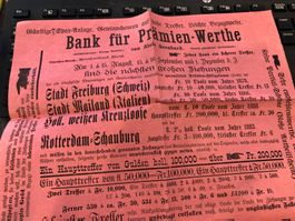 Flugblatt BANK für PRÄMIENWERTE Zürich 1888