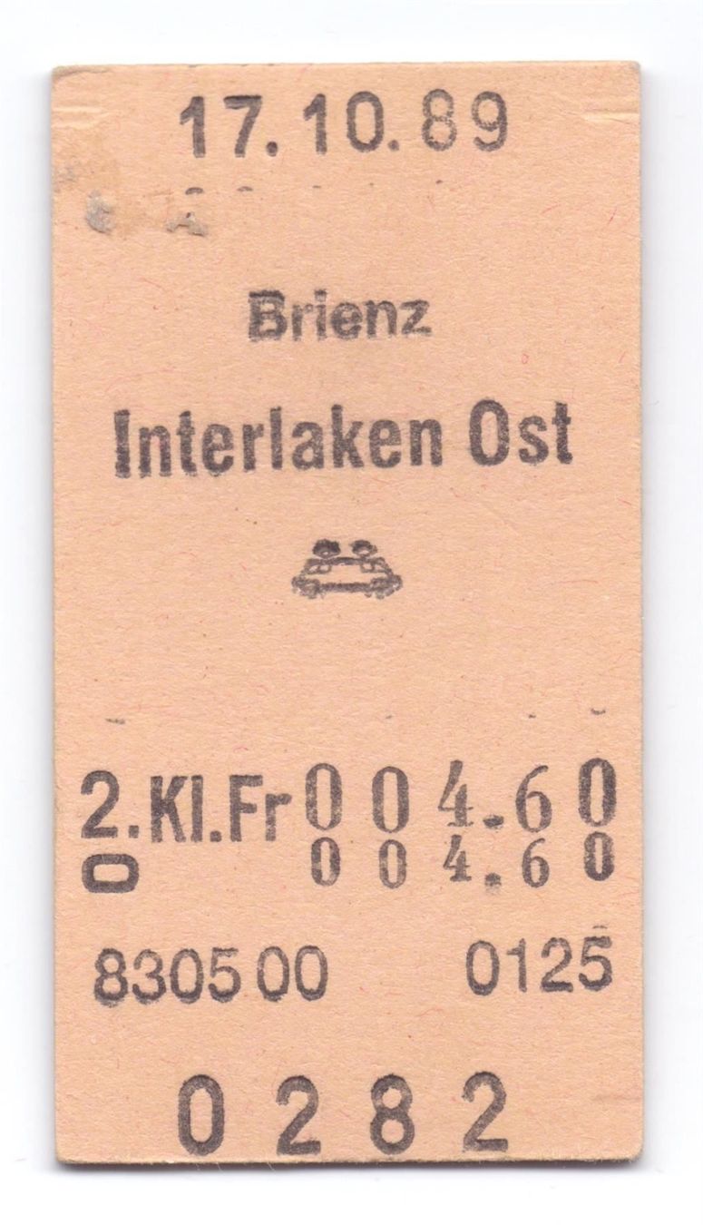 Biglietti: Billette Brienz - Interlaken Ost – Usato da Langenthal venduto da Sammlungs_aus