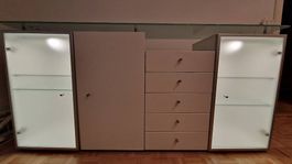Sideboard weiss mit Glasplatte
