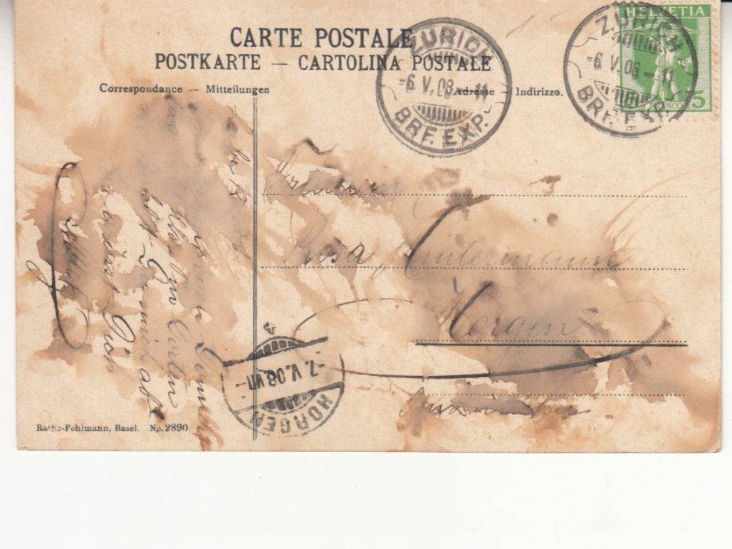 Cartoline postali: Zürich 1908, Rasieklingenstempel – Usato da Bürglen TG venduto da StampGraf 1