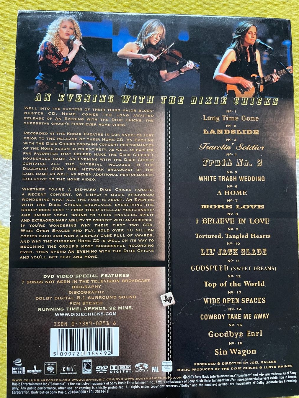 Tutti i DVDs: DIXIE CHICKS-DVD LIVE FROM THE KODAK THEATRE – Usato da Rorschacherberg venduto da CD-Roli 2