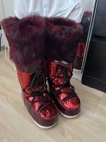 Stiefel Grösse 39 rot mit Fellbesatz