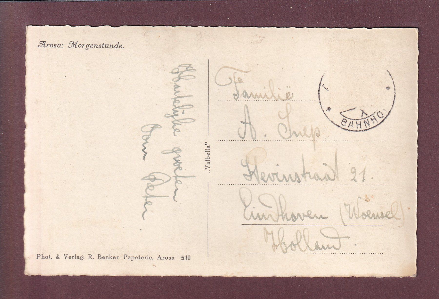 Cartoline postali: AROSA - Teilansicht - Morgenstunde – Usato da Pully venduto da nicecards 1