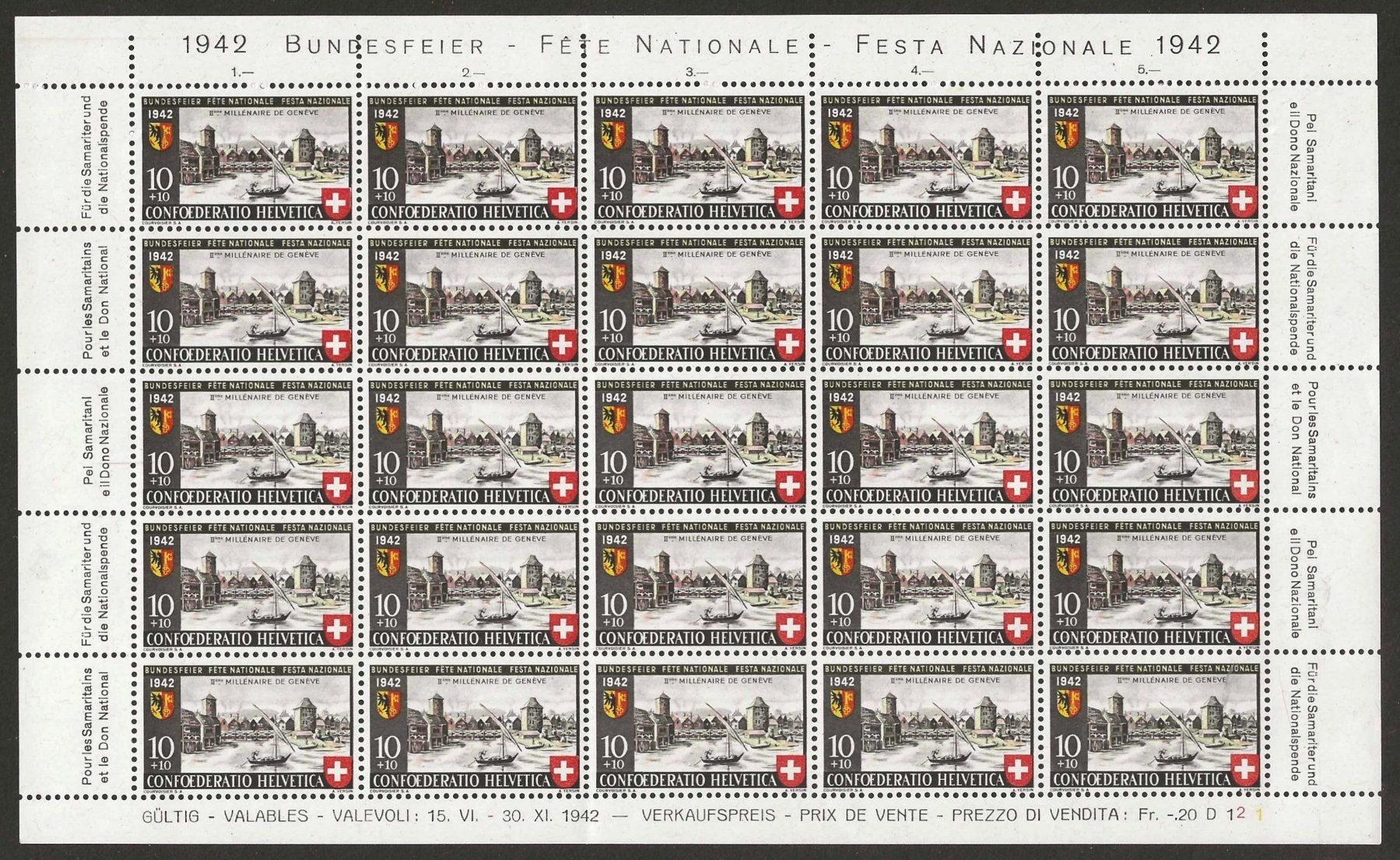 Tutti i francobolli: 1942 : Pro Patria Nr. B15 + B16 im Bogen, postfrisch ** – Nuovo (secondo la descrizione) da Gümligen venduto da Geniusbuy