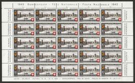 1942 : Pro Patria Nr. B15 + B16 im Bogen, postfrisch **