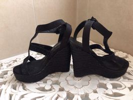 ALDO Sandalette Keilabsatz, Gr.37.5, schwarz mit Strass, NEU