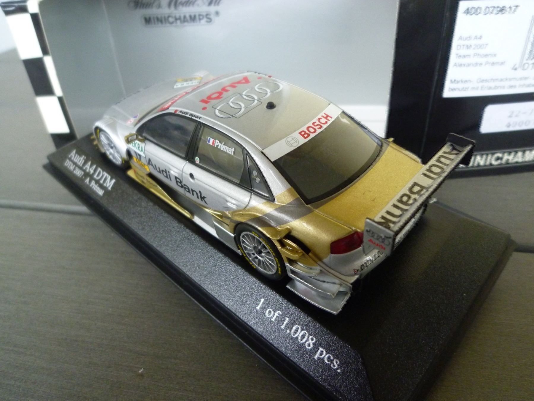 Minichamps Modellini d'auto: Audi A4 (DTM 2007) "Prèmat" – Nuovo e nell'imballaggio originale da Flawil venduto da Imperiosud 2