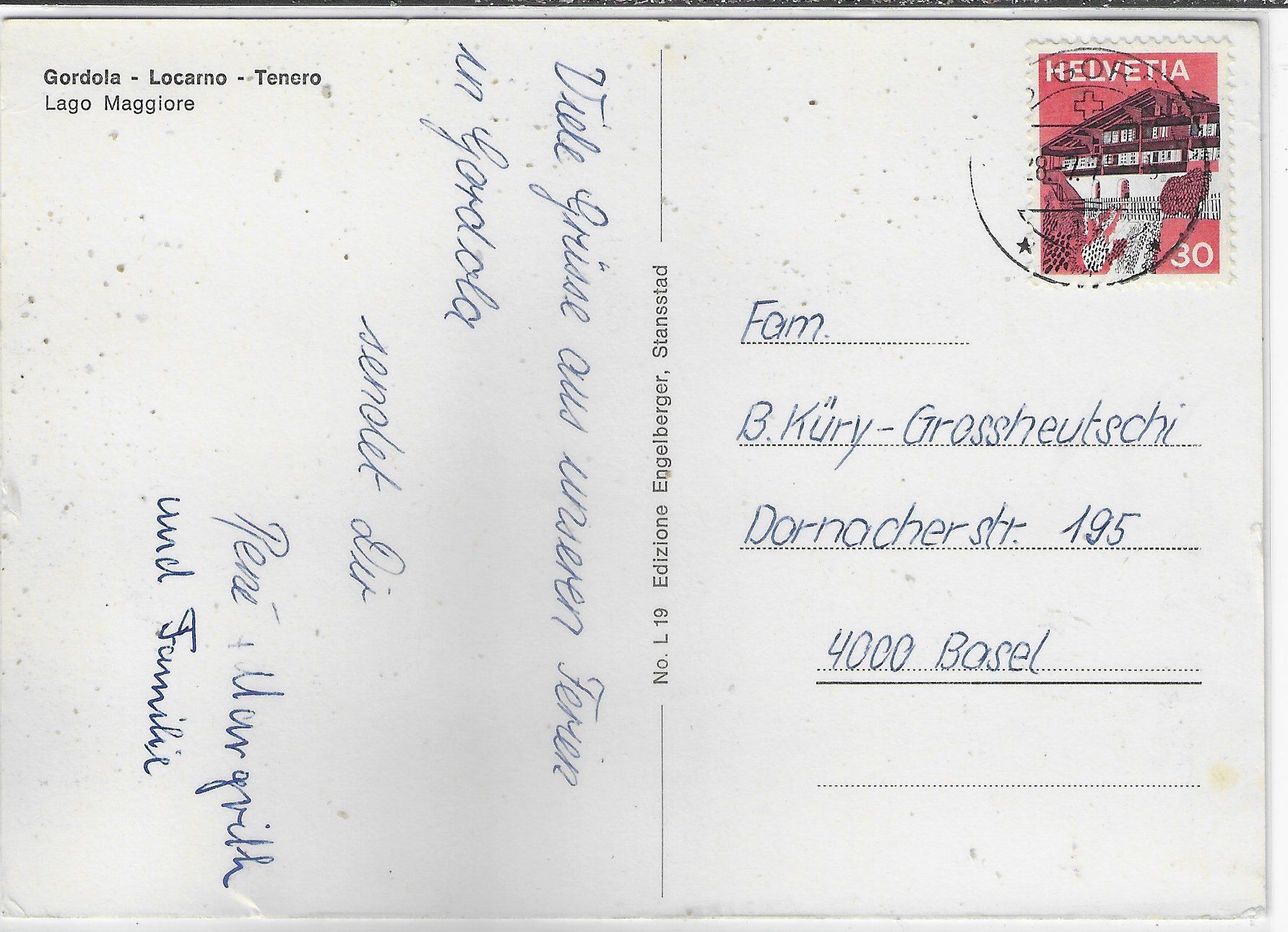 Cartoline postali: Gordola - Locarno - Tenero – Usato da Ettingen venduto da Kartenplanet 1