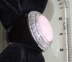 EXKLUSIVER RING 925 SILBER  COCKTAIL ROSENQUARZ NP119CHF 54