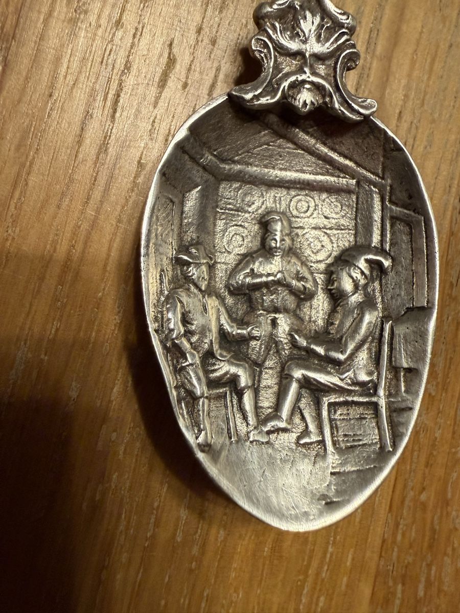 Cucchiai: Antiker vermutlich Silber Löffel mit Schiff Kaffelöffel – Usato da Goldach venduto da Messerguru 1