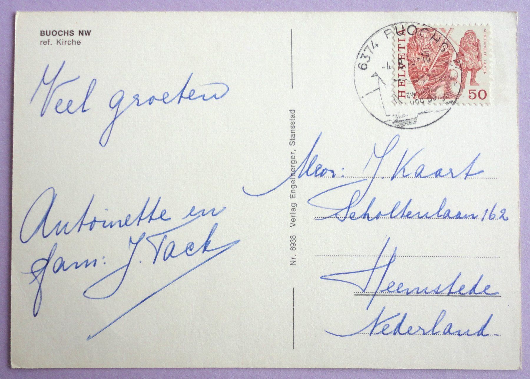 Cartoline postali: Buochs NW, ref. Kirche – Usato da Fétigny venduto da Billy2miny 1