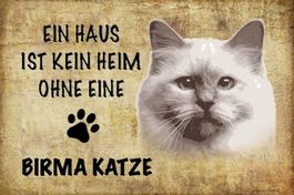 Blechschild-BIRMA KATZE-KEIN HEIM OHNE