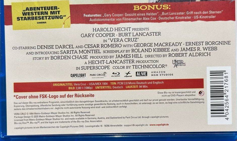 Tutti i DVDs: Vera Cruz - Blu-Ray mit Gary Cooper & Burt Lancaster – Usato da Beringen venduto da Mantafisch1 2