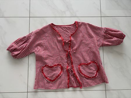 Hemd rot weiss kariert mit Herz Taschen