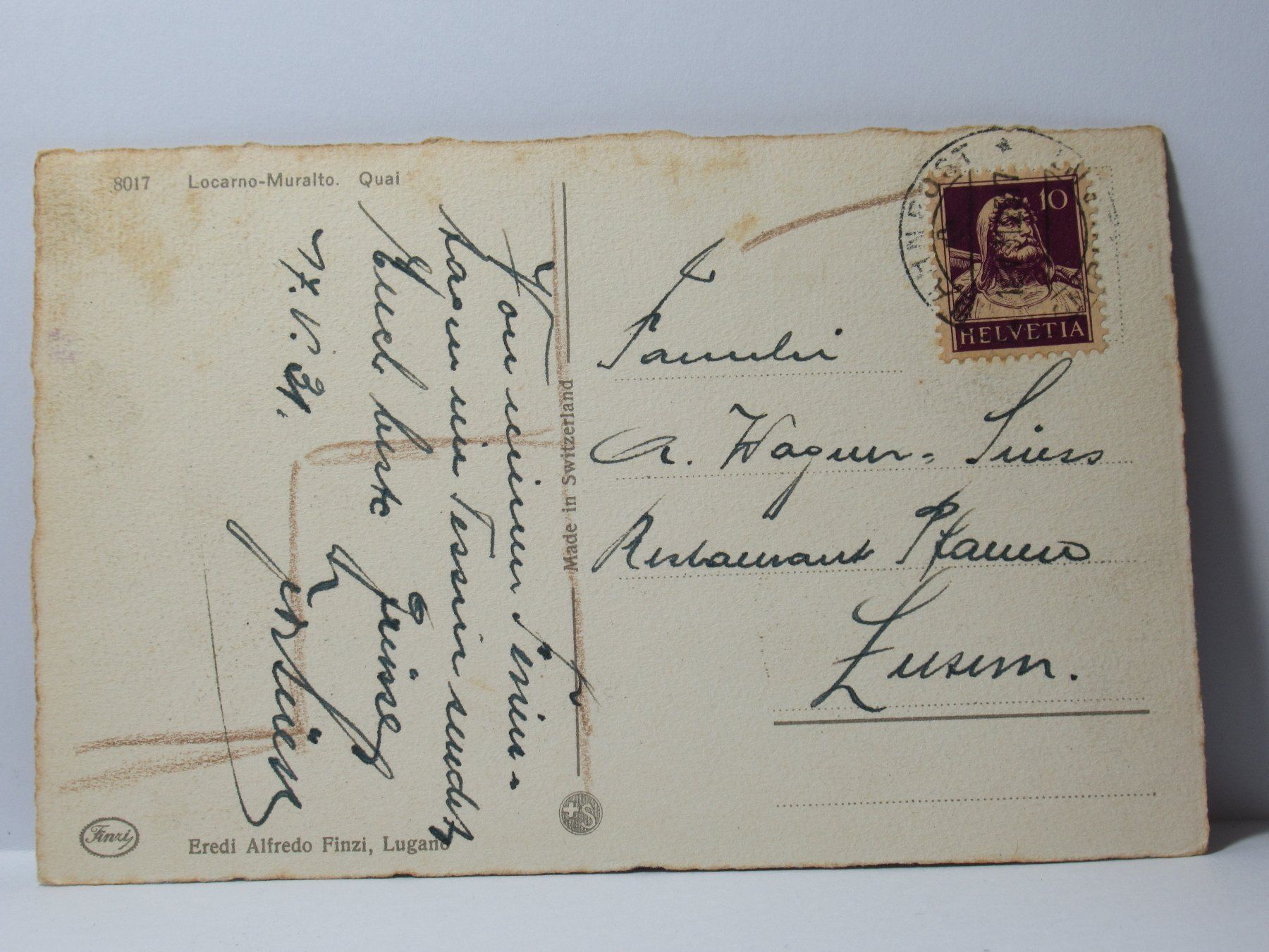 Cartoline postali: Locarno - Muralto . Quai  1931 – Usato da Grenchen venduto da Bluemchen1900 1