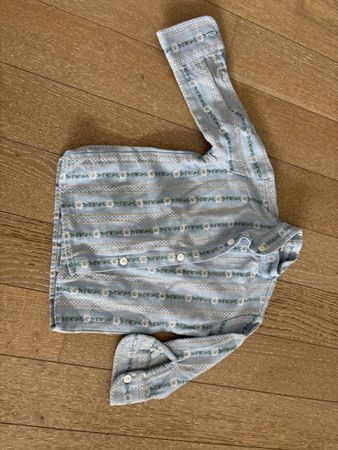 Trachten shirt light blue floral pattern long sleeve 116