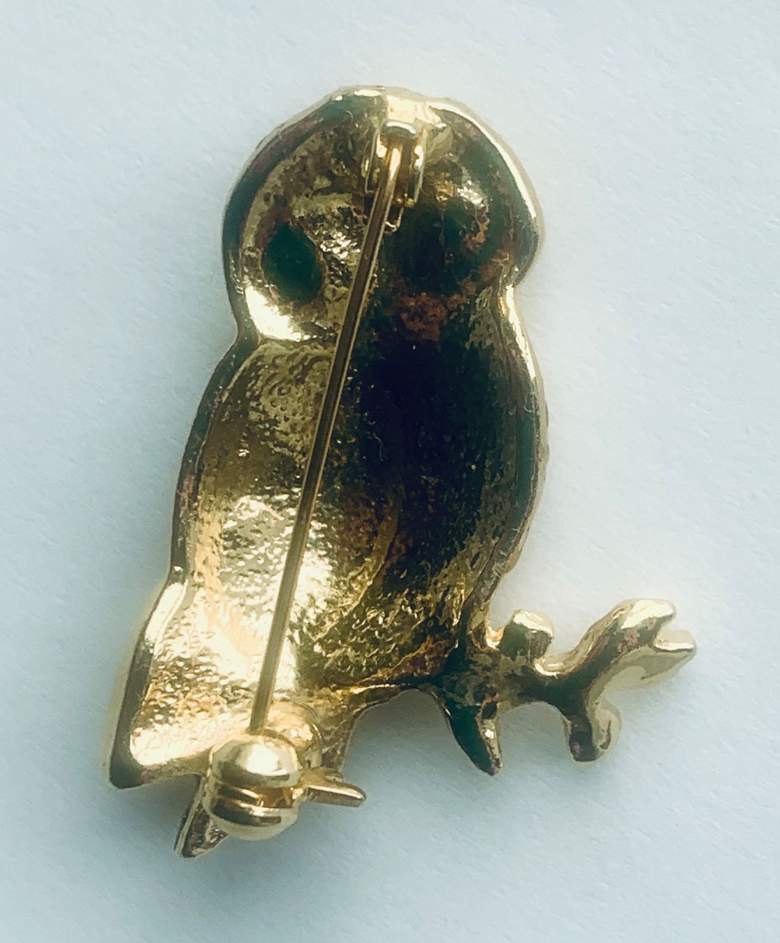 Spille & Fermagli: Vintage Eulenbrosche, goldfarben, emailliert, Strass, – Usato da Bern venduto da Flora.Sonea 1