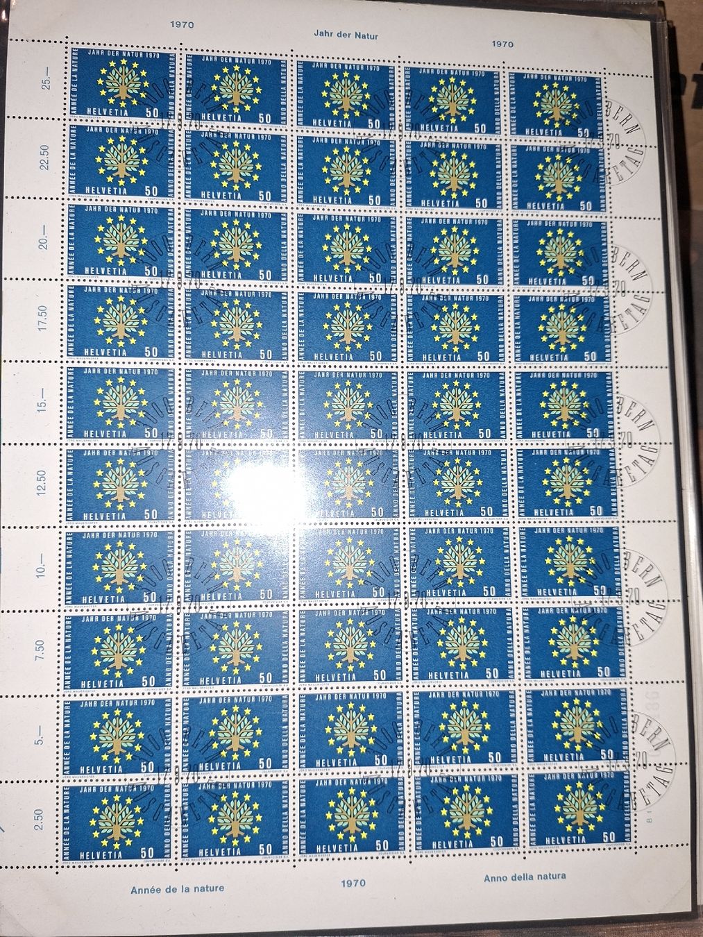 Alle Briefmarken: 50er Bögen 1970 ET  – Gebraucht aus Balgach von SIMEON27 3