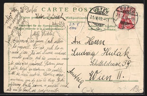 Ansichtskarten: Uster, Ortsansicht, Wappen und Briefmark – Gebraucht aus Berlin von bartko-reher 1