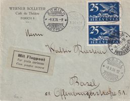 Bedarfs-Flugpost Zürich - Basel 1924