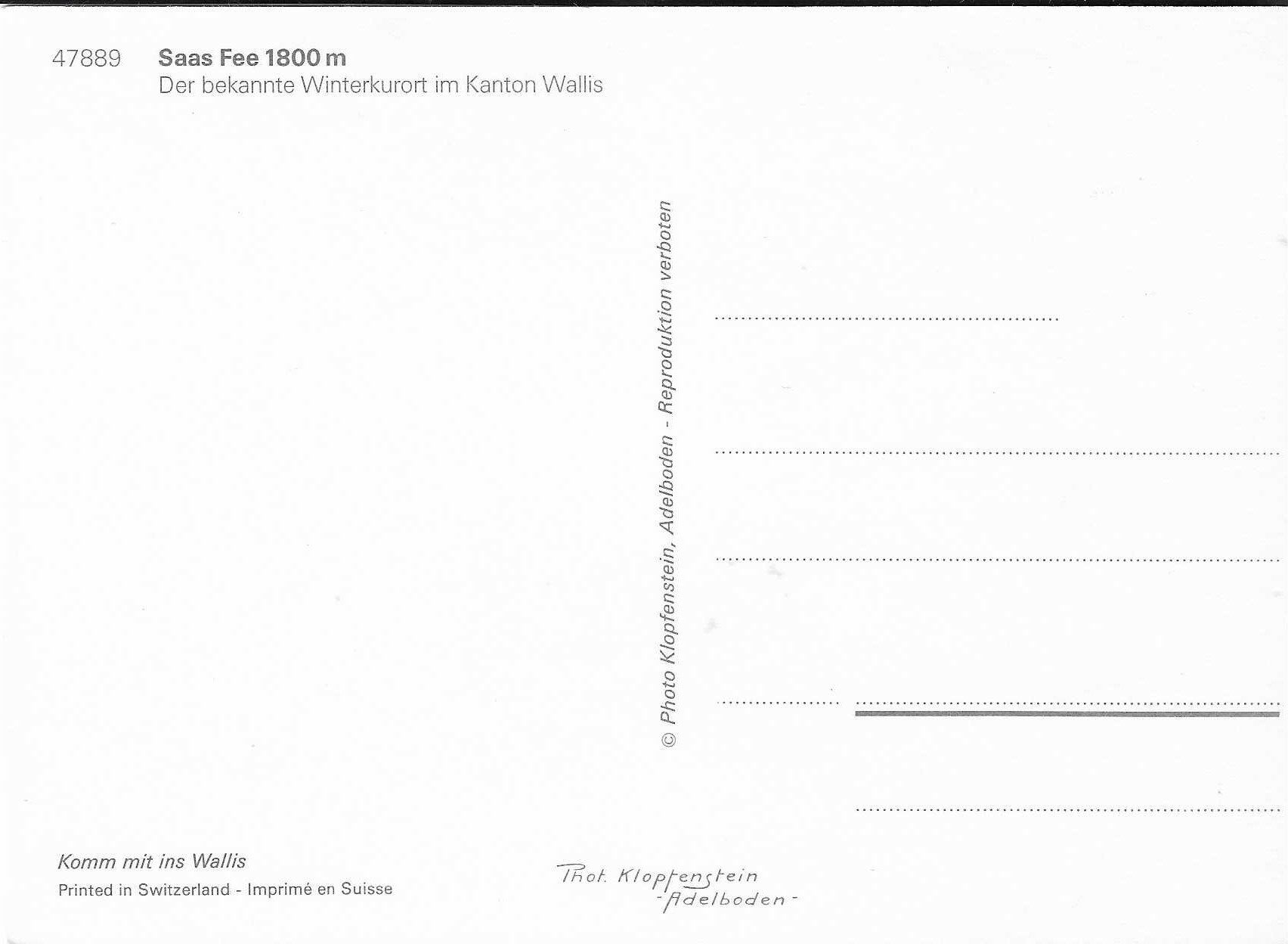 Cartoline postali: Saas Fee VS – Nuovo (secondo la descrizione) da Rothrist venduto da Stranglehold 1