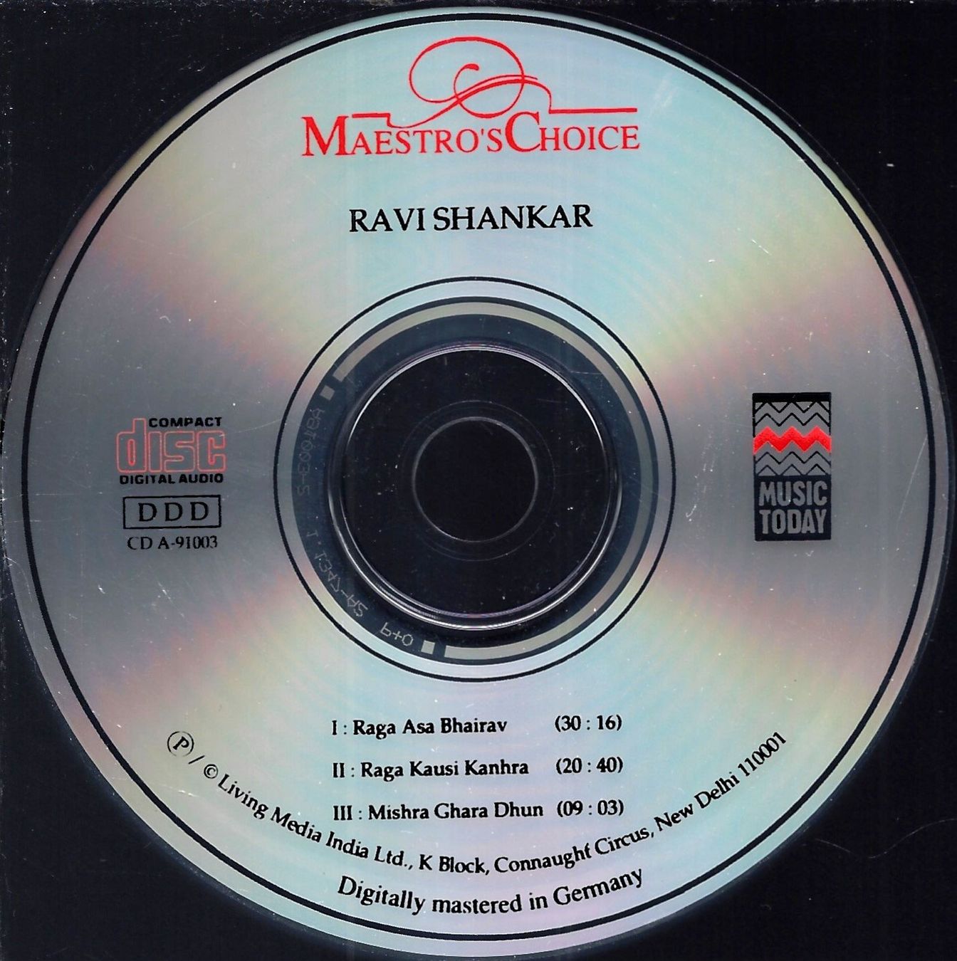 CDs: Ravi Shankar MAESTRO'S CHOICE Indian Classical Hindustani CD – D'occasion à Kandergrund par Sososo 2