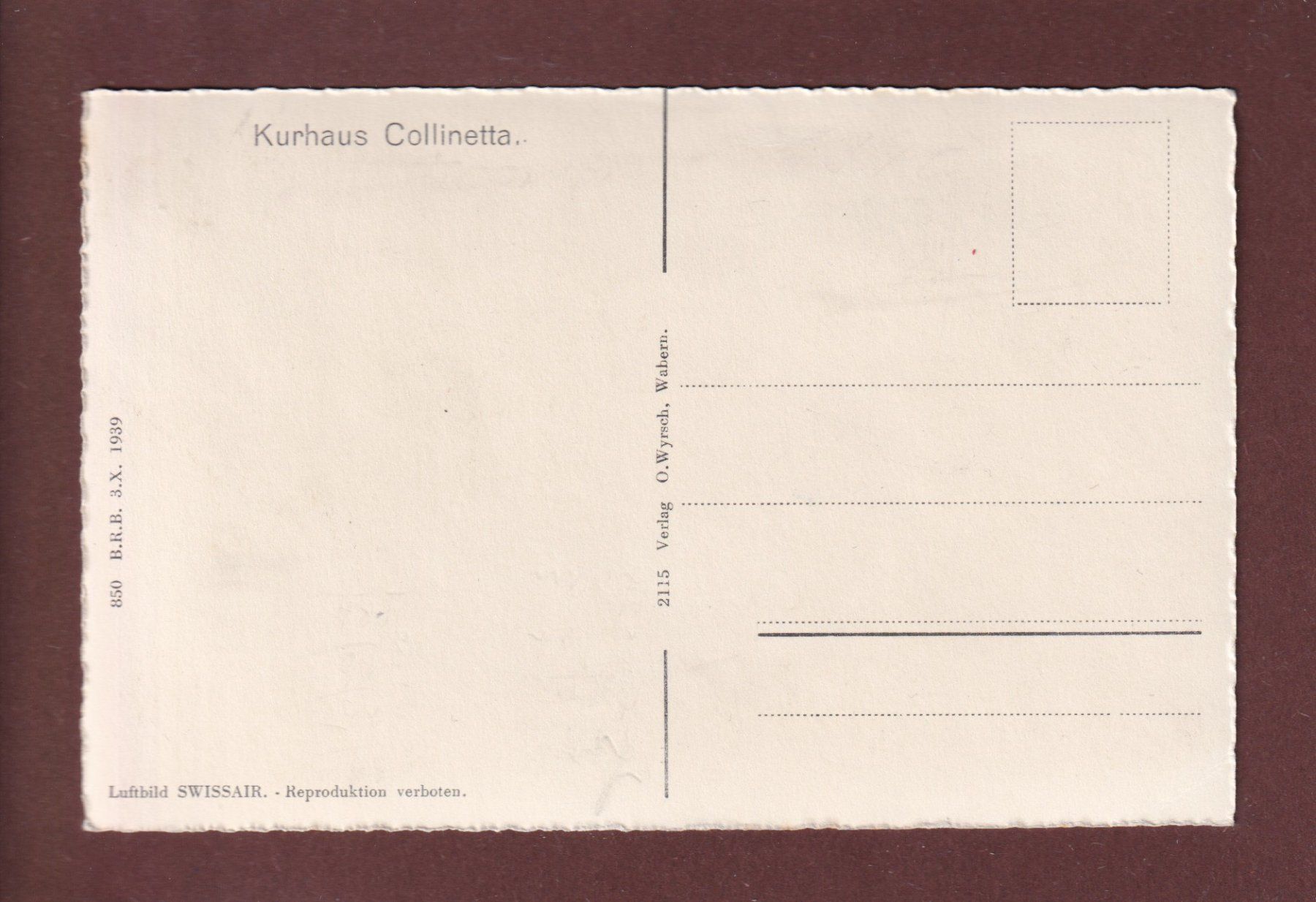 Cartoline postali: Ascona - Kurhaus COLLINETTA - Luftbild Swissair – Usato da Pully venduto da nicecards 1