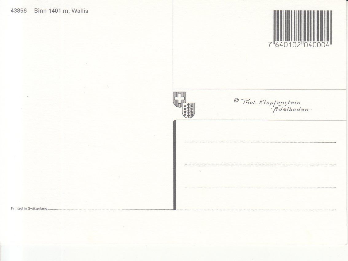 Cartoline postali: Binn ca. 1990 – Usato da Bürglen TG venduto da StampGraf 1