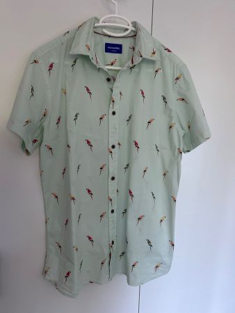 Herren kurzarm Hemd mint mit Muster von Jack&Jones Gr. L