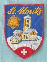Vintage Badge Wappen St. Moritz Winter ST. GALLER STICKEREI