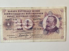 Banknote Schweiz Schweizerfranken CHF 10 Jahr 1974