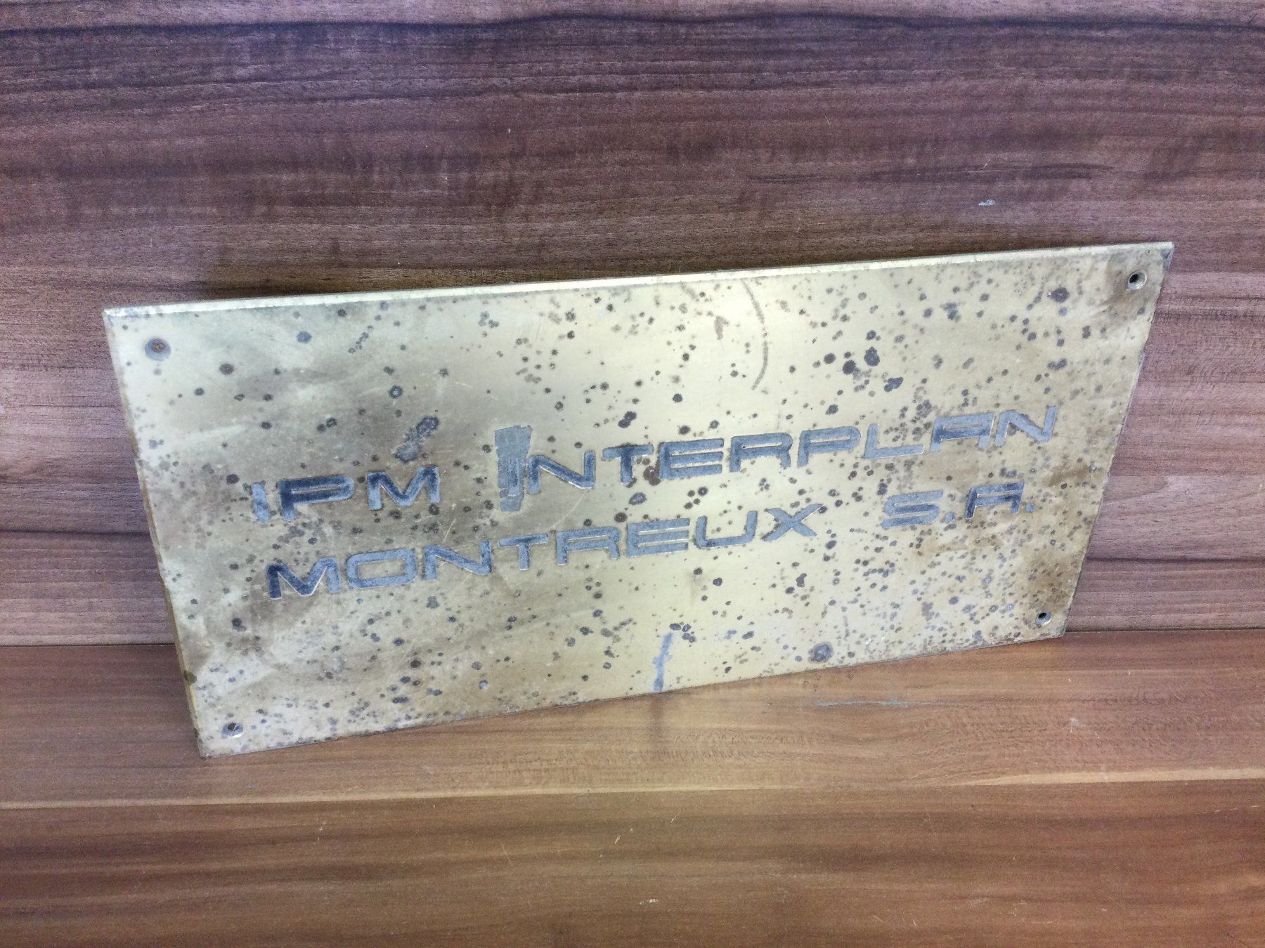 Ecriteaux: Altes Schild IPM INTERPLAN MONTREUX SA Messing – D'occasion à Wangen SZ par kuriosum12 2