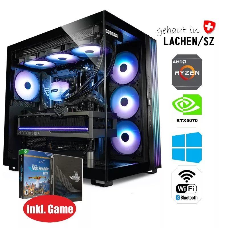 PC: PC Flug-Simulator, Ryzen 7, RTX5070, 64GB RAM, 2TB, Win11 – Nuovo e nell'imballaggio originale da Lachen SZ venduto da alcom-electronics