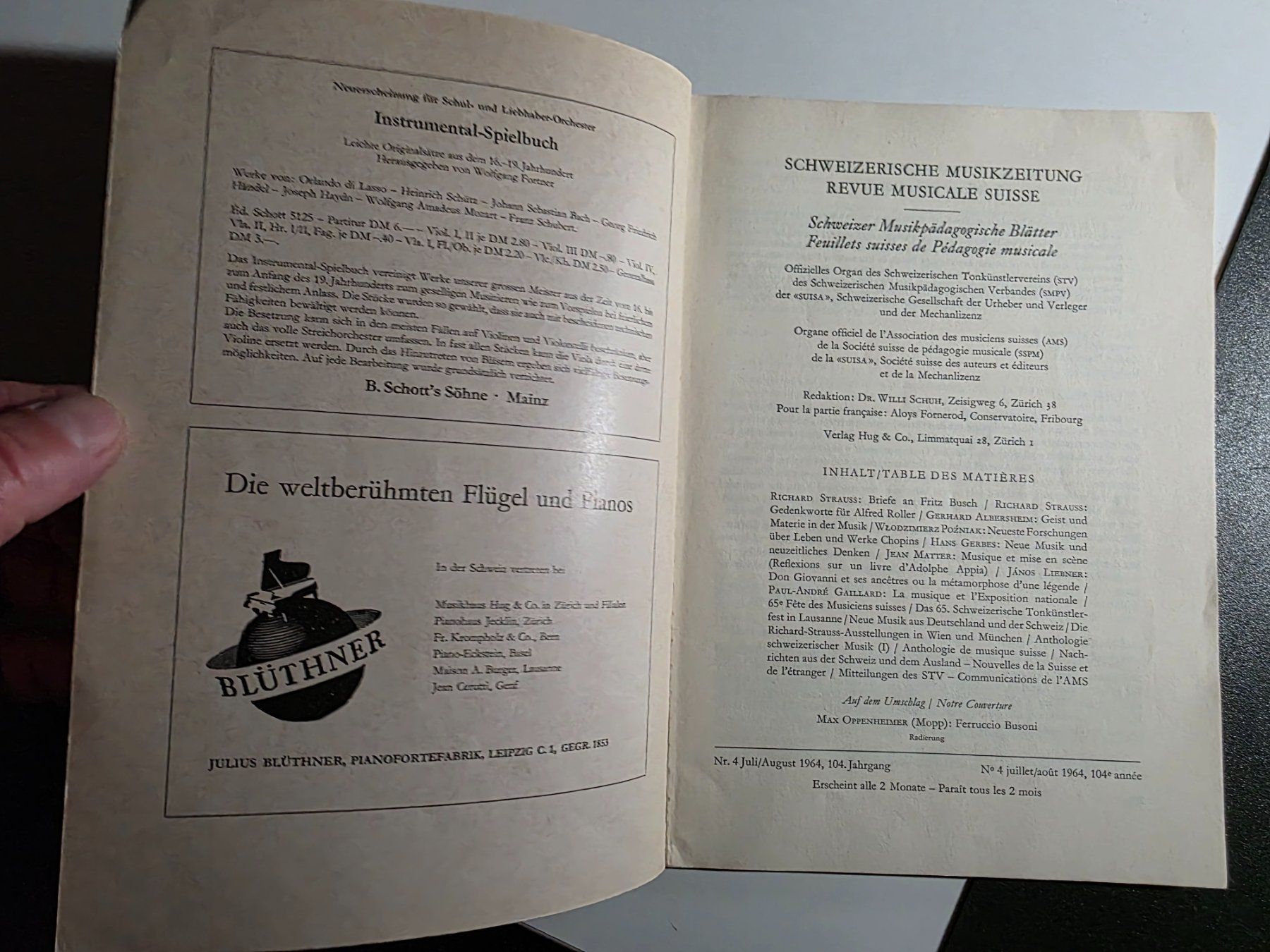 Libri: Schweizerische Musikzeitung 1964 – Usato da Walterswil BE venduto da Lonitti 4