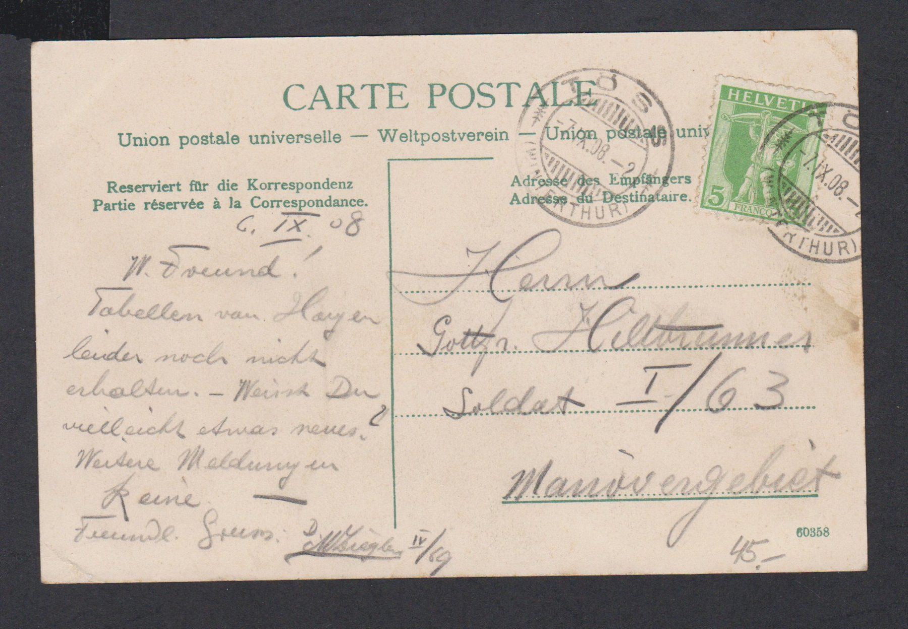 Cartoline postali: Embrach  ZH   -   alte Ansichtskarte von 1908 – Usato da Vitznau venduto da Ropaku 1