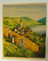 M. Lippuner Weinbauern Oel auf Leinwand