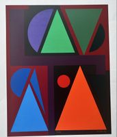 Auguste Herbin tolle Original Lithographie 1954 satte Farben