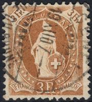 3 Fr. Stehende Helvetia mit Ret. + Pf. / sign. + Fotobefund