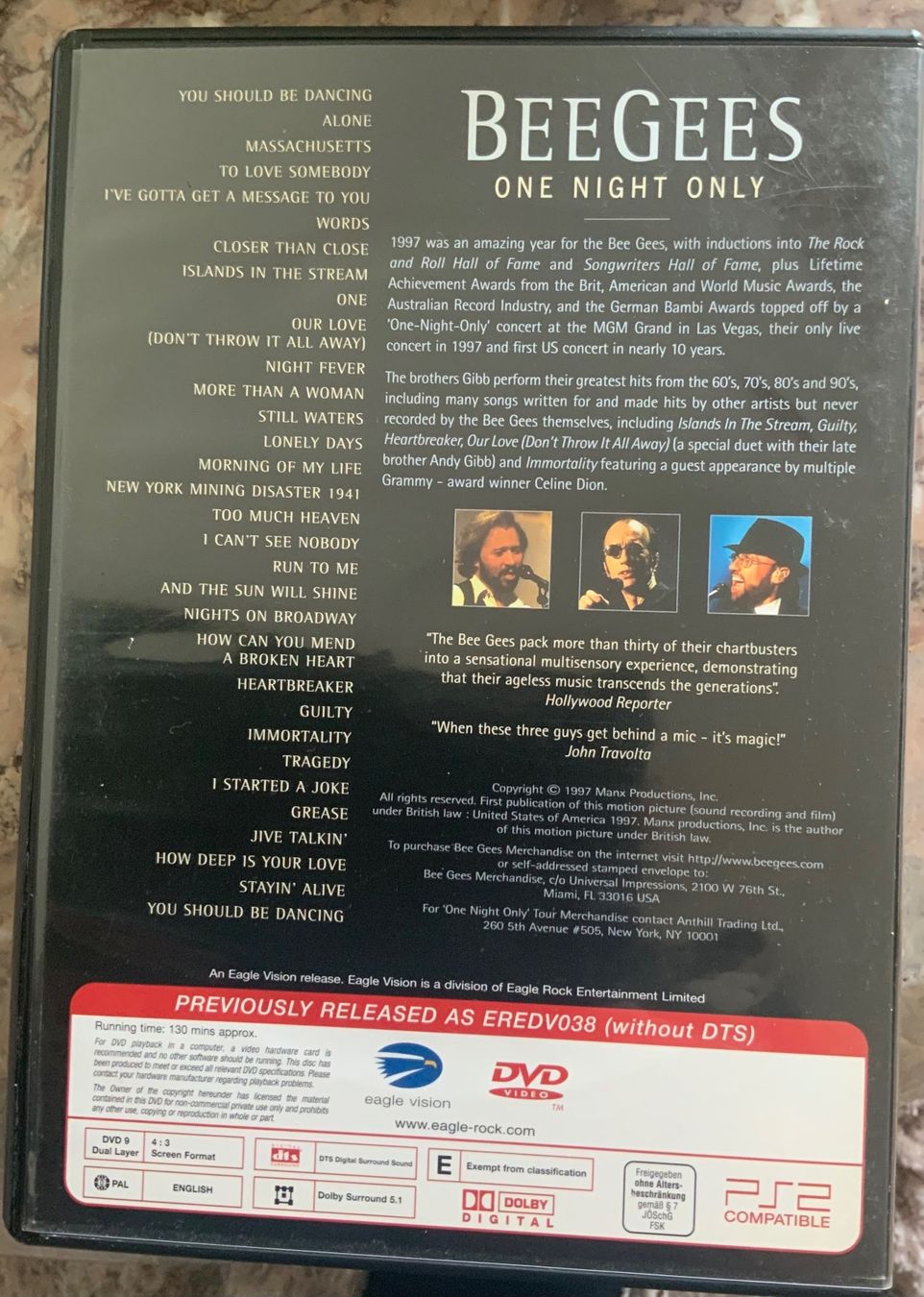 Tutti i DVDs: Bee Gees One Night Only – Usato da Urdorf venduto da cic_snf8 1